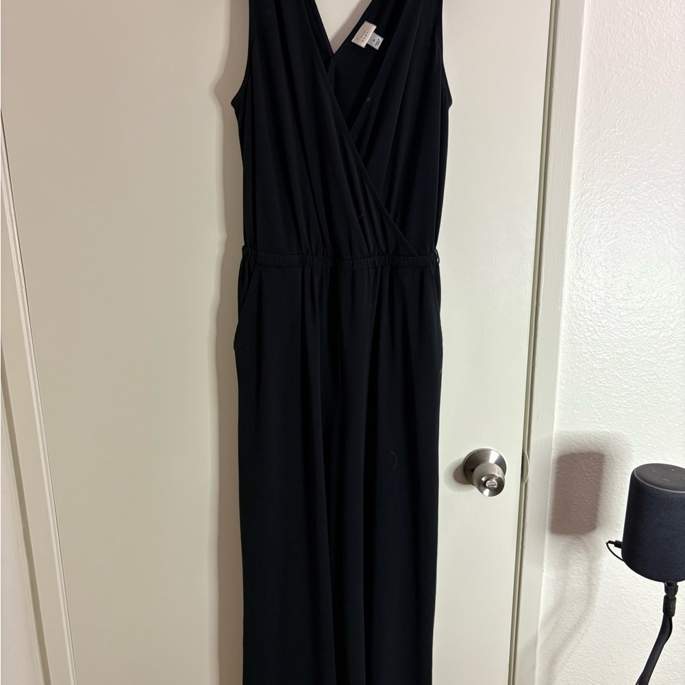 A New Day Women’s Size Medium Black Sleeveless Romper Jumpsuit Pantsuit Pockets